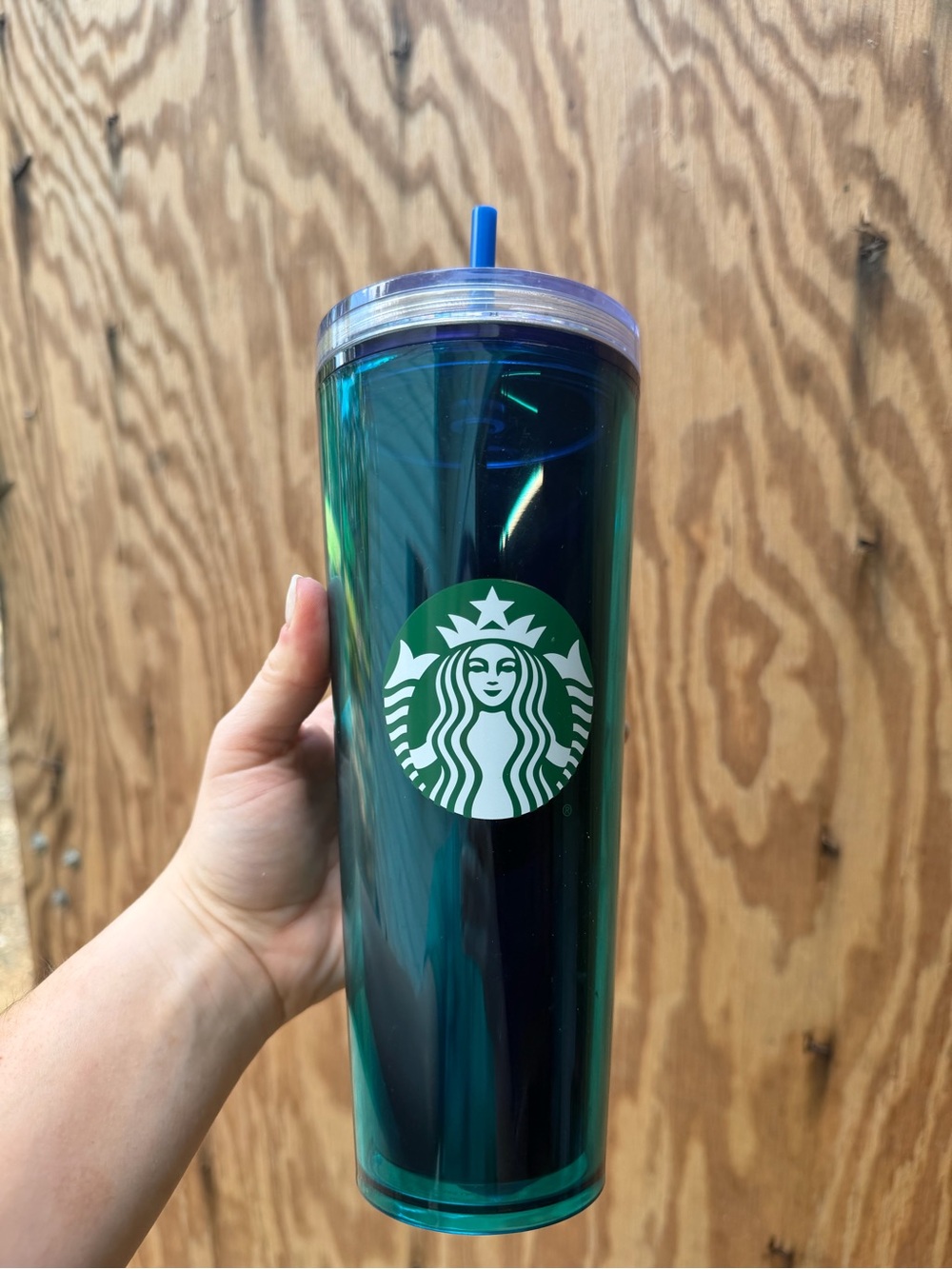 Starbucks Teal Ombre Reusable Cup with Clear glitter  Lid